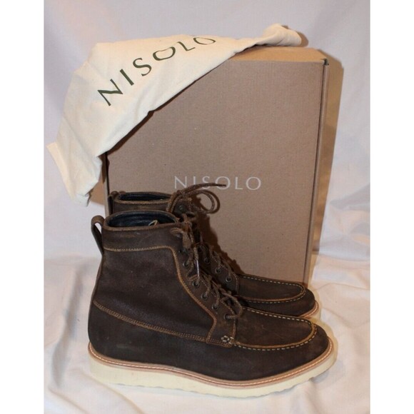 NISOLO MEN'S ALL WEATHER MATEO SUEDE BOOTS BROWN $260‎ NIB - Picture 1 of 8